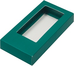 Коробка под дубайский шоколад с окном 15,5 см*7,5 см*2,5 см (зеленая матовая)