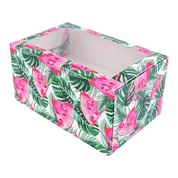 Коробка на 2 капкейка "Арбузы"