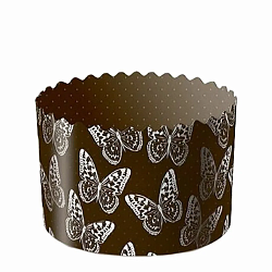 Форма бумажная для кулича "БАБОЧКИ" d= 13,4 см x h= 10 см