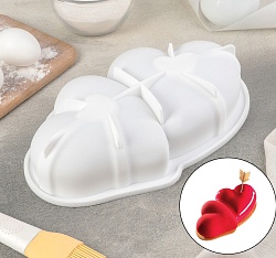 Форма для муссовых десертов и выпечки Доляна «Влюблённые сердца», 27×17 см, цвет белый